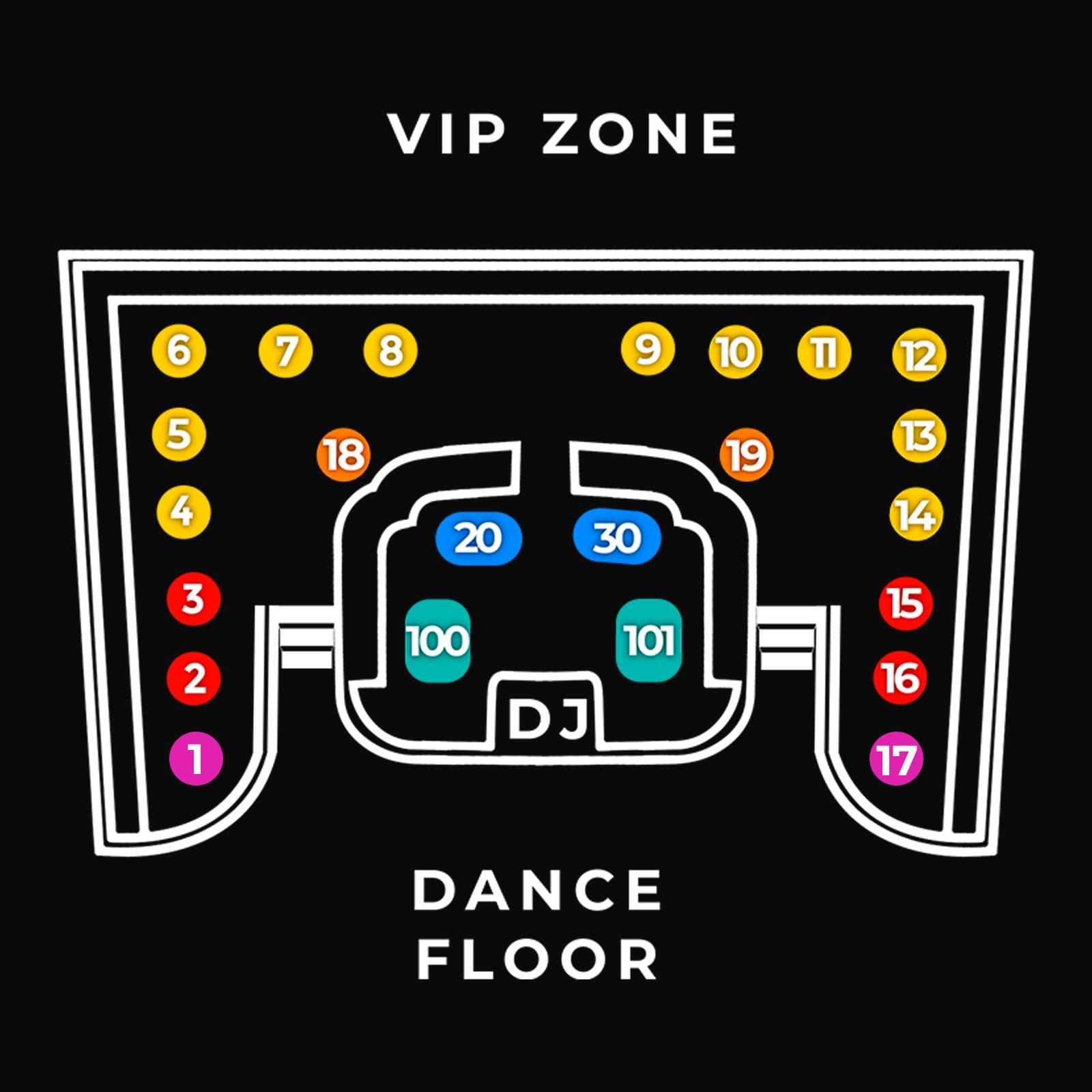 Zwanziger Jahre Barcelona Plano Mesa VIP